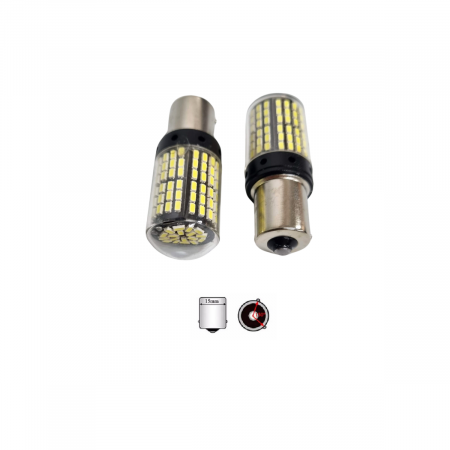 Becuri Led Semnal - Bec semnal 144 SMD BAU15S Lumina Alba Excentric