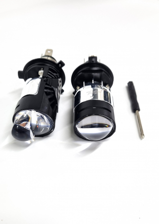 Becuri Led H4 cu Lupe pentru faruri, cu 2 Faze, 5700K 12-24V [3]