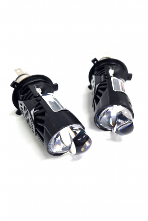 Becuri Led Auto - Becuri Led H4 cu Lupe pentru faruri, cu 2 Faze, 5700K 12-24V