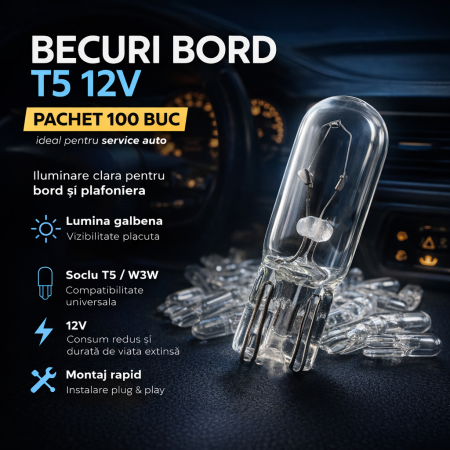 Becuri Led BORD - Becuri bord T5 12V set 100 buc iluminare auto bord plafoniera