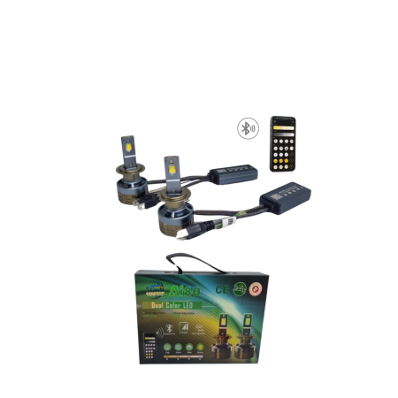 Becuri Led Bord - Becuri LED H7 Dual Color, Control APP, Bluetooth 5.0, AI-System, culoare reglabila 3000K–6000K, Canbus, 12V