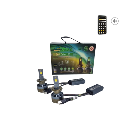 Becuri Led Bord - Becuri LED H7 Dual Color, Control APP, Bluetooth 5.0, AI-System, culoare reglabila 3000K–6000K, Canbus, 12V