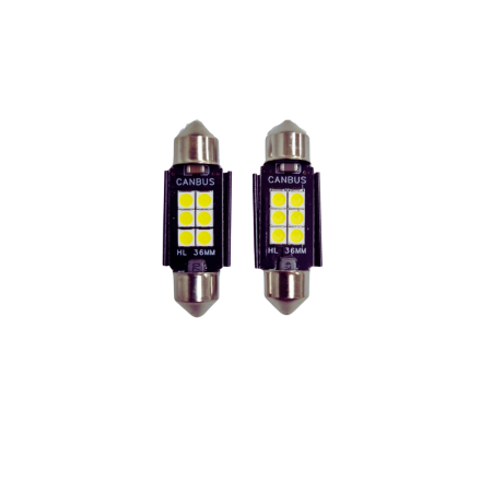 ELECTRICE / ELECTRONICE AUTO - Becuri Sofit LED 6 SMD 3030 Alb Rece, Canbus 12V