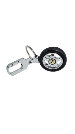 Breloc chei auto tip roata rotativa cu anvelopa si logo auto metalic [1]
