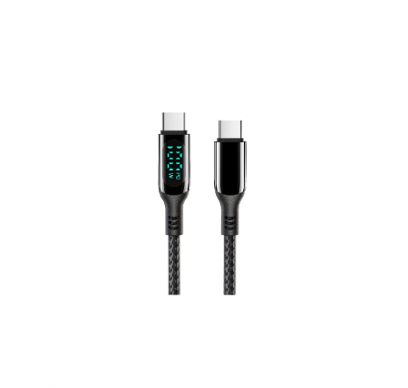 ELECTRICE / ELECTRONICE AUTO - Cablu Date si Incarcare cu afisaj de putere LED, USB Type C-C 1.0m Negru