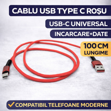 Cabluri Alimentare Date Telefon - Cablu USB Type C incarcare si transfer date pentru telefon si dispozitive