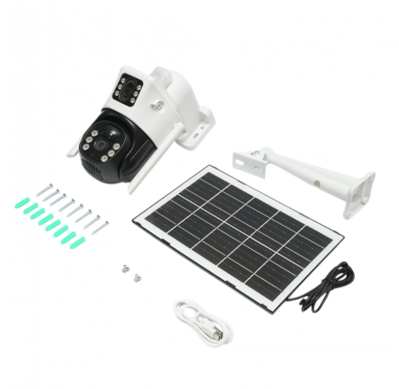 Camera Supraveghere 4G Dubla, Ultra HD 6MP 4K cu Panou Solar, Senzor miscare, Vedere Panoramica si Nocturna + CADOU Card MicroSD [5]