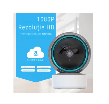 Camera WiFi, BABY MONITOR, Audio-Video 360º FULL HD 1080P + CADOU Oglinda Auto Supraveghere Bebe [1]