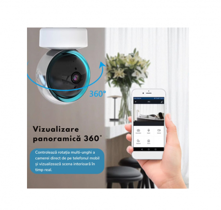 Camera WiFi, BABY MONITOR, Audio-Video 360º FULL HD 1080P + CADOU Oglinda Auto Supraveghere Bebe [3]