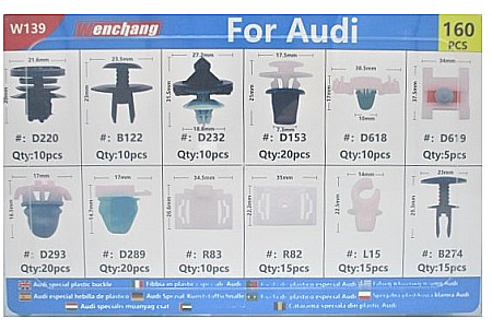 Cleme fixare / Dibluri / Conectori Auto - Clipsuri auto de fixare tip cleme compatibile Audi 160 piese