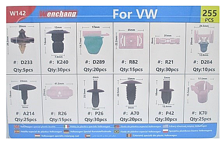 Cleme fixare / Dibluri / Conectori Auto - Clipsuri auto de fixare tip cleme compatibile VW 255 piese