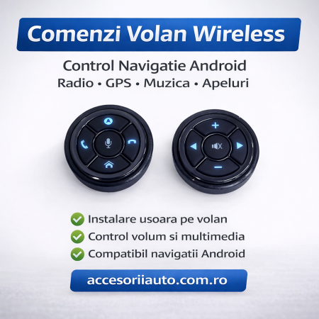 Comenzi Volan Wireless - Comenzi volan universale wireless pentru navigatie Android control volum radio DVD GPS