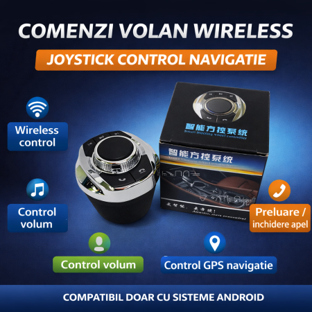 Comenzi Volan Wireless - Comenzi volan wireless tip joystick pentru navigatie Android control volum radio GPS