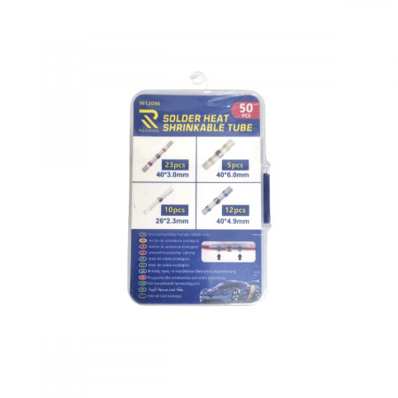 Cleme fixare / Dibluri / Conectori Auto - Conectori termocontractabili cu inel de cositor 50 piese