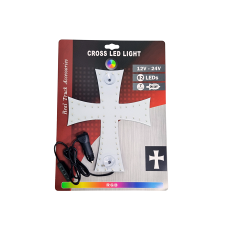 ELECTRICE / ELECTRONICE AUTO - Cruce iluminata 62 LED cu 7 culori RGB, cu efecte dinamice si lumini statice 12-24V