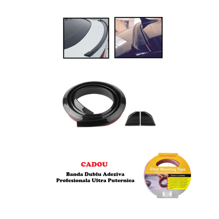 Ornamente Auto - Eleron Negru Lucios 3M, Universal, cauciuc flexibil + CADOU Banda Dublu Adeziva Ultra Puternica