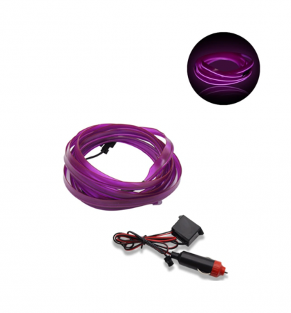 ELECTRICE / ELECTRONICE AUTO - Fir cu neon, 5 metri, 12V, alimentare bricheta COLOR
