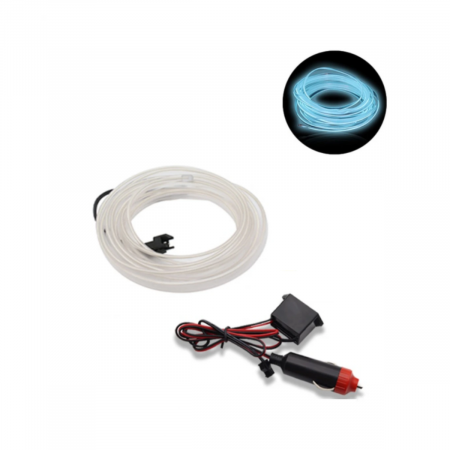 Lumini Ambientale Auto - Fir neon auto 5 metri 12V alimentare bricheta color, iluminare ambientala interior masina