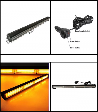 Proiector Stroboscopic Led Bar 60 cm, Lumina Galbena, 18 Functii 12-24V [2]