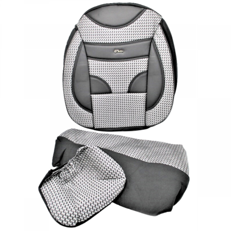 Huse Scaune Auto 5 Locuri Universale Piele Ecologica cu Textil Gri [4]