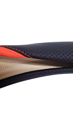 Husa Volan Auto din piele ecologica, Negru & Rosu, Universală 37–39 cm [2]