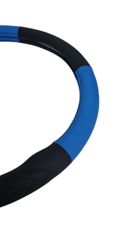 Husa volan auto din piele ecologica, Albastru & Negru, Universală 37–39 cm [1]