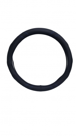 Husa volan din piele ecologica 37-39 cm Profil Sport Cusatura Albastra [2]