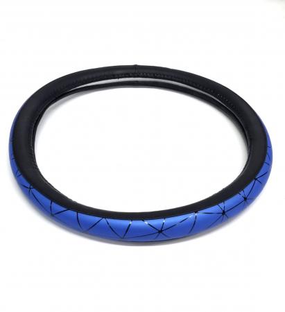 Husa volan din piele ecologica 37-39 cm Spider Albastra [2]