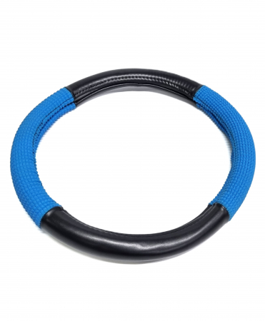 Husa volan piele ecologica 37-39cm Albastru_Negru [2]