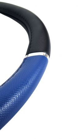 Husa volan piele ecologica 37-39cm Crom_Albastru [1]