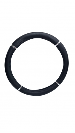 Husa volan piele ecologica 37-39cm Crom_Negru [2]