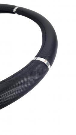 Husa volan piele ecologica 37-39cm Crom_Negru [1]