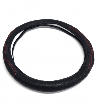 Husa volan piele ecologica 37-39cm Negru_Cusatura [2]