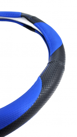 Husa volan piele ecologica Blue 37-39cm [1]