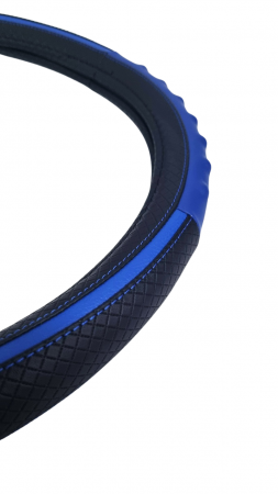 Husa volan Piele Ecologica cu Silicon Albastru 37-39cm [1]