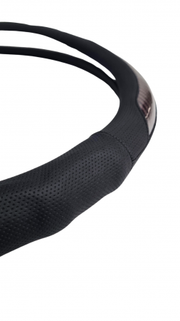 Husa volan piele ecologica insertie Carbon Gri 37-39cm [2]