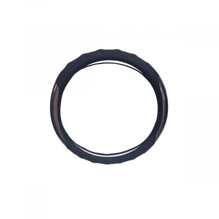 Huse Volan din Piele Ecologica - Husa volan piele ecologica insertie Carbon Gri 37-39cm