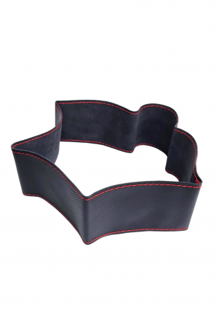 Husa volan piele naturala cu ac si ata rosie 37-39 cm [2]