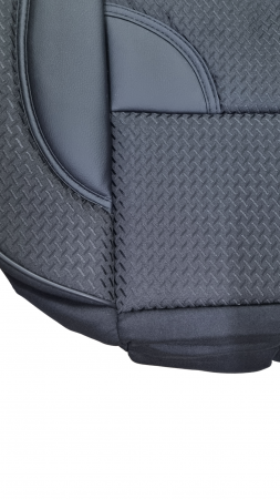 Huse Scaune Auto 5 Locuri Universale Piele Ecologica cu Textil Negru [2]