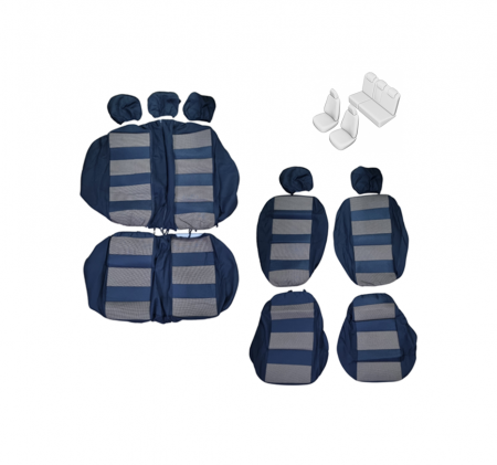 Huse scaune auto universale Fractionate, material textil si burete 5mm, 11 piese, Negru+Bej [0]