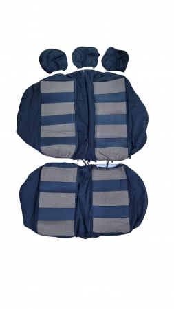 Huse scaune auto universale Fractionate, material textil si burete 5mm, 11 piese, Negru+Bej [3]