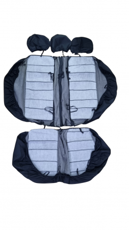 Huse scaune auto universale Fractionate, material textil si burete 5mm, 11 piese, Negru+Bej [6]