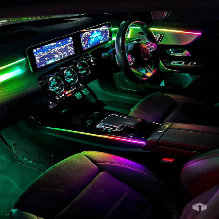 Lumini Led Ambientale Symphony Curcubeu 18 in 1 auto interior Bord, Usi fata + spate, Portiere, Manere, Podea, control din aplicatie Bluetooth [1]