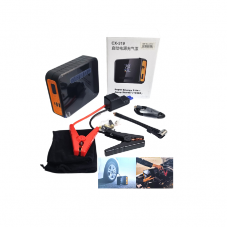 Robot Pornire / Cabluri Curent & Borne - KIT Robot Pornire cu Lanterna Led si Compresor Auto 12V