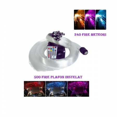 ELECTRICE / ELECTRONICE AUTO - Kit Fibra Optica RGB Plafon Cer instelat 500 fire + 240 fire Meteor APP