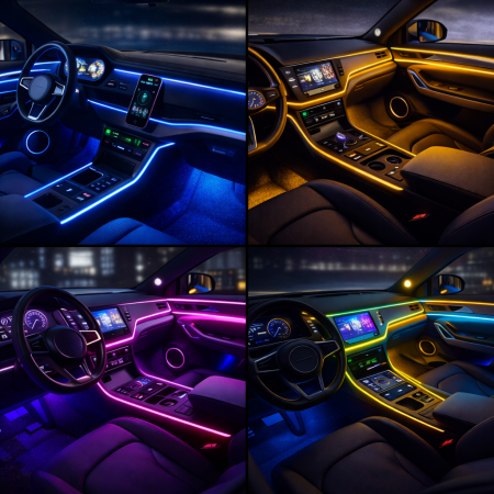 Kit lumini ambientale auto LED RGB Symphony 18 in 1 acrilic Bluetooth lumina continua interior bord usi 12V [3]