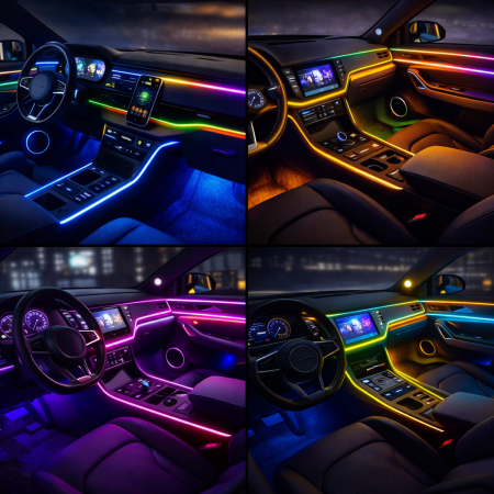 Kit lumini ambientale auto LED RGB Symphony 18 in 1 acrilic Bluetooth lumina continua interior bord usi 12V [1]