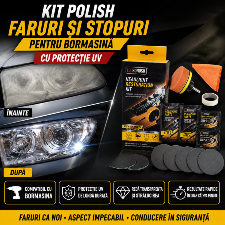 Kit-uri Reparatii Auto - Kit polish faruri si stopuri auto pentru bormasina cu protectie UV
