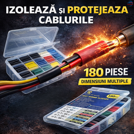 Banda izolatoare - Manson termocontractabil auto color 180 piese izolatie cabluri electrice