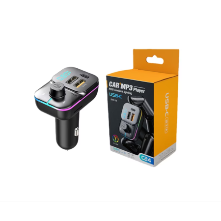 ELECTRICE / ELECTRONICE AUTO - Modulator MP3 Player, FM, Bluetooth, 2 USB+Tip C, cu joc lumini 7 RGB